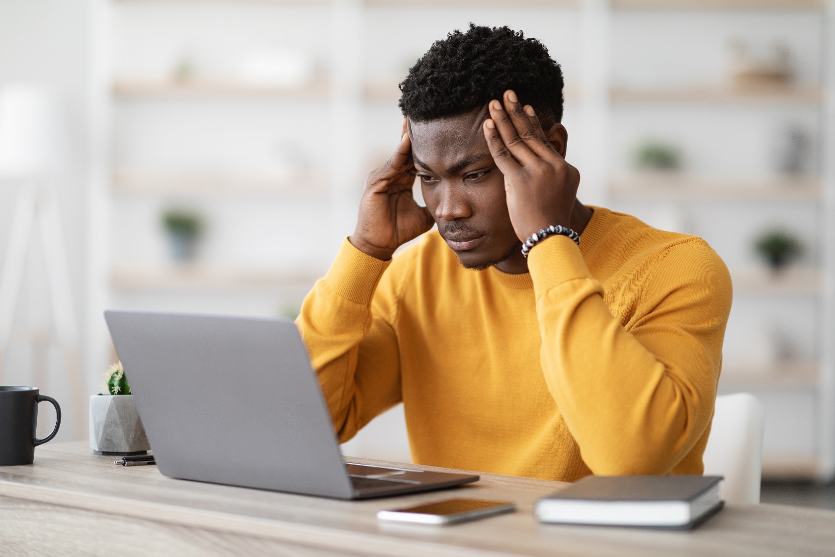 Man contemplating on his next steps