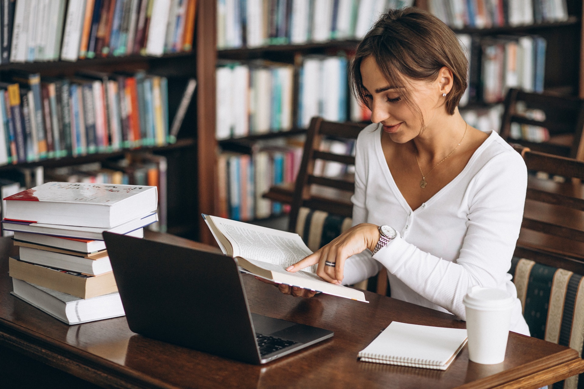 Woman taking interest in academic research