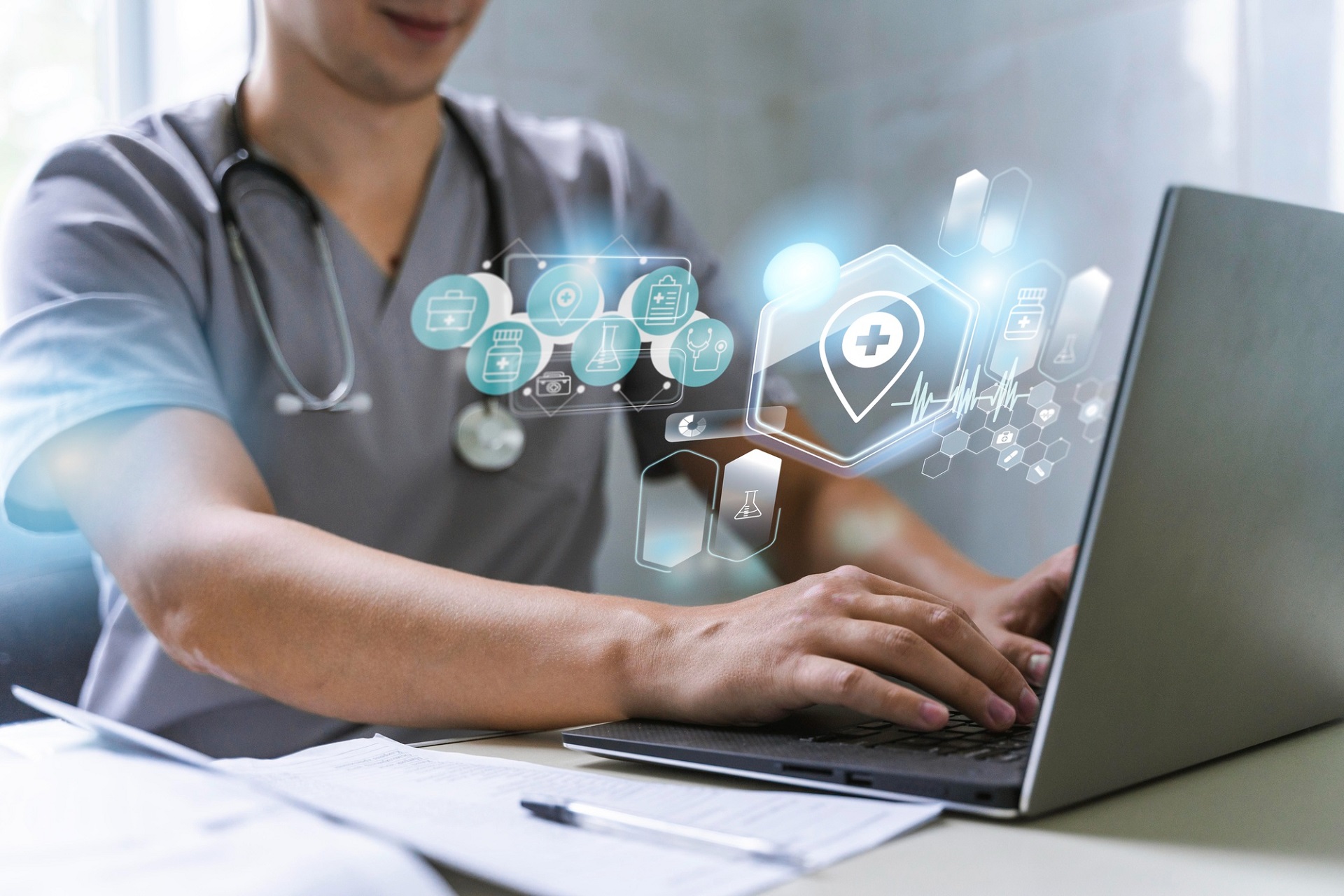 Doctor researching biotech translations