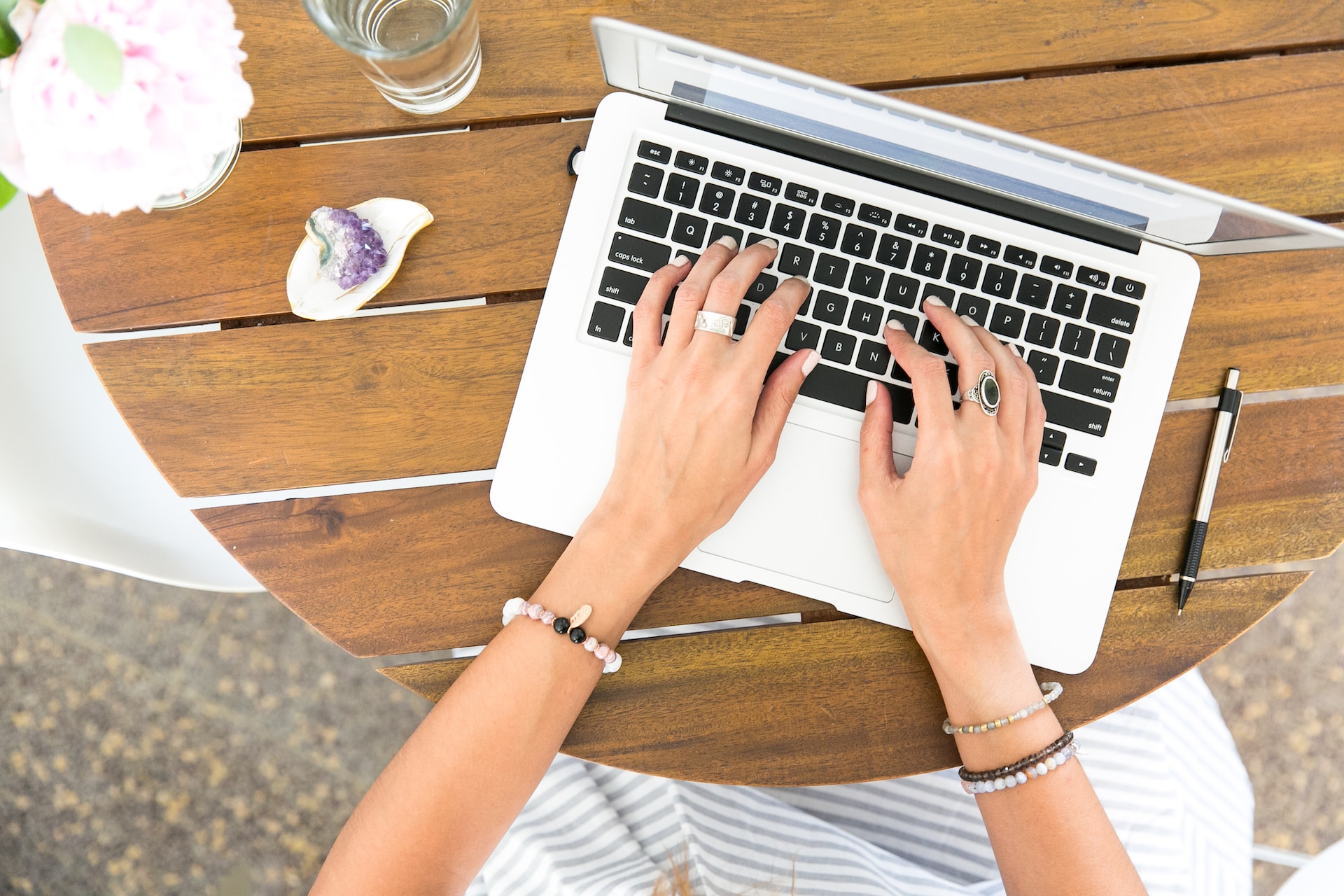 Person researching for free online word counter tool